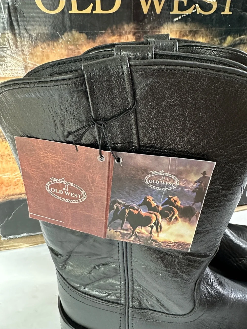 NIB Old West Western Boots Mens Corona Roper Toe Size 9 Black SRM4010